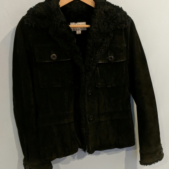 black Genuine suede fur jacket - Picture 1 of 2